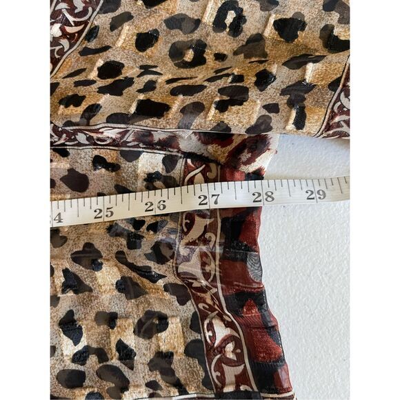 1685 90s Vintage Animal Print Sheer Chiffon Button Up Oversized Blouse - Picture 5 of 6